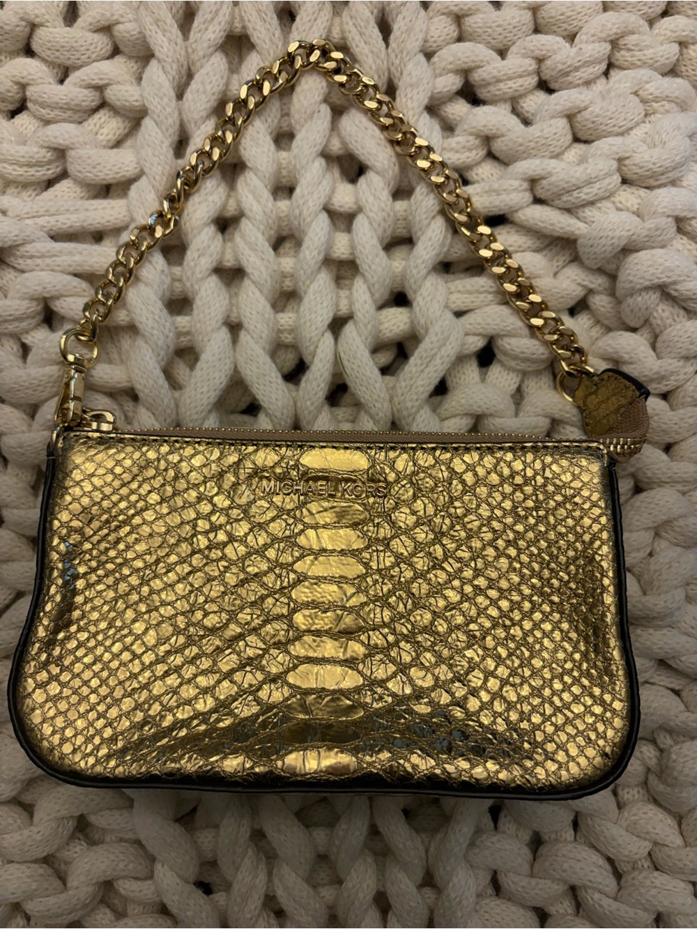 Michael Kors Gold Metallic Snake Purse